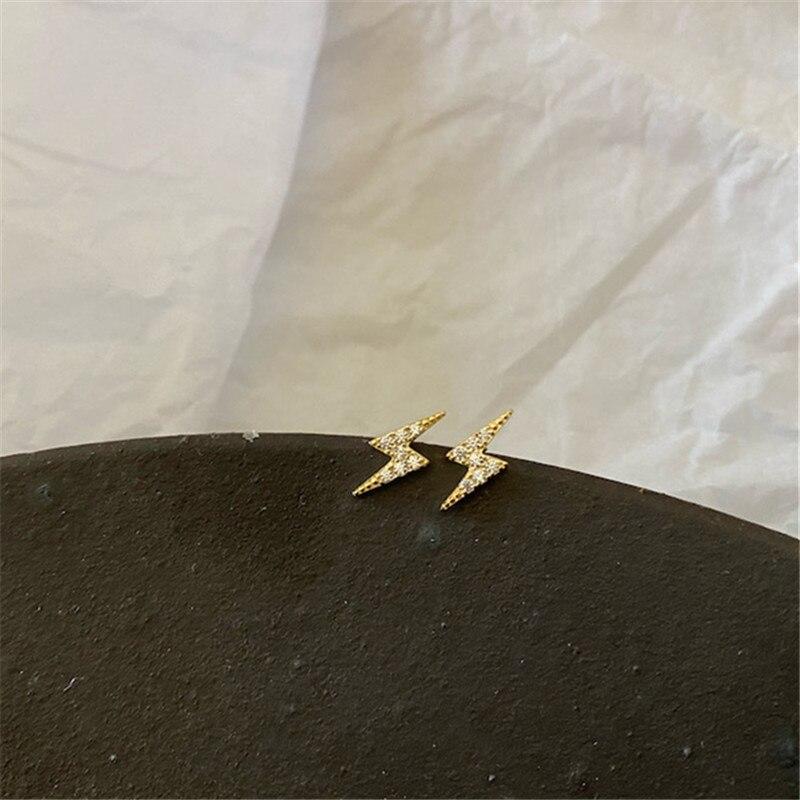 925 Sterling Silver Crystal Lightning Stud Earrings Women Girlfriend Jewelry Gift Accessories Pendientes Eh1797