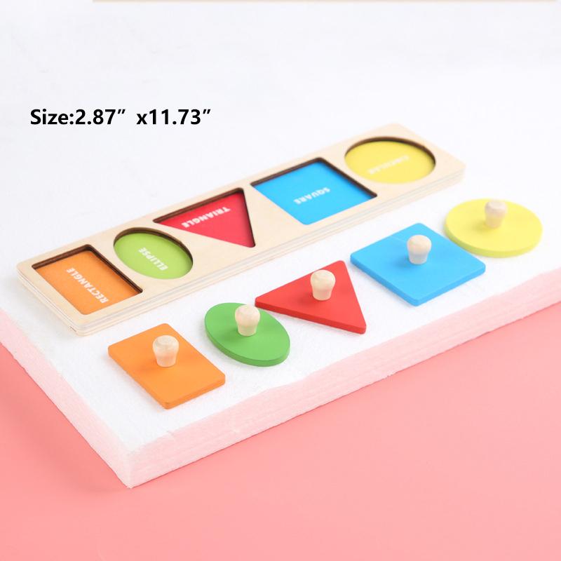 Dřevěná Montessori geometrická vkládačka s kolíčky, Senzorická hračka pro rané vzdělávání batolat, Hračky na třídění tvarů a barev pro miminka