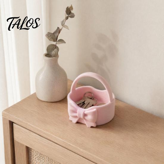 3D Printed Bow Storage Basket, Portable Rounded Design Lipstick Sundries Holder for Entryway Desktop Vanity Tabletop, Girly Style Home Organizer