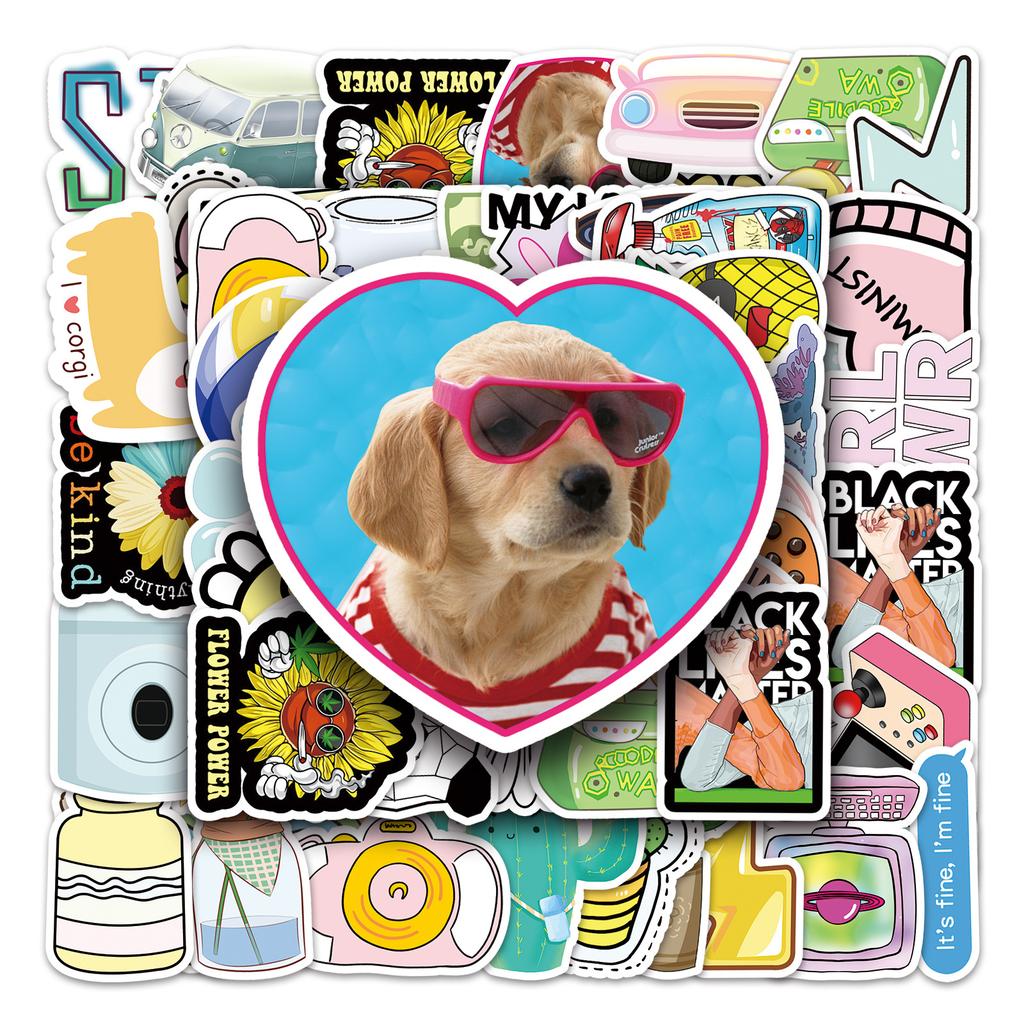 50 Stück Graffiti Kleine Frische Koffer Auto Wasserdichte Aufkleber Cartoon Thermoskanne Abnehmbare Aufkleber