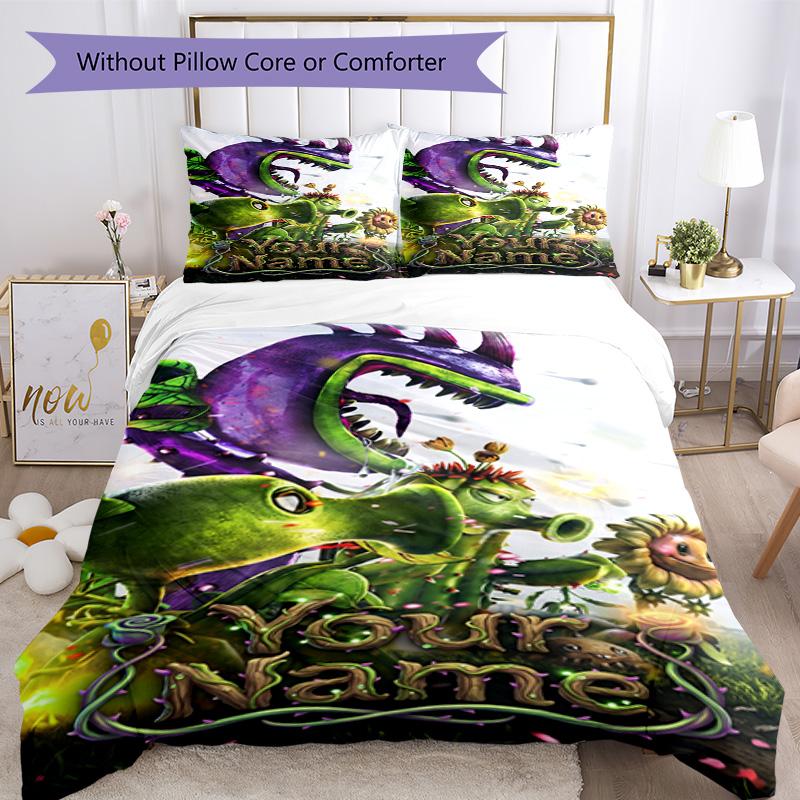 Plants Vs. Zombies Personalized Name Custom Bedding Perfect for Decorate Room Machine Washable Custom Room Decor Best for Christmas