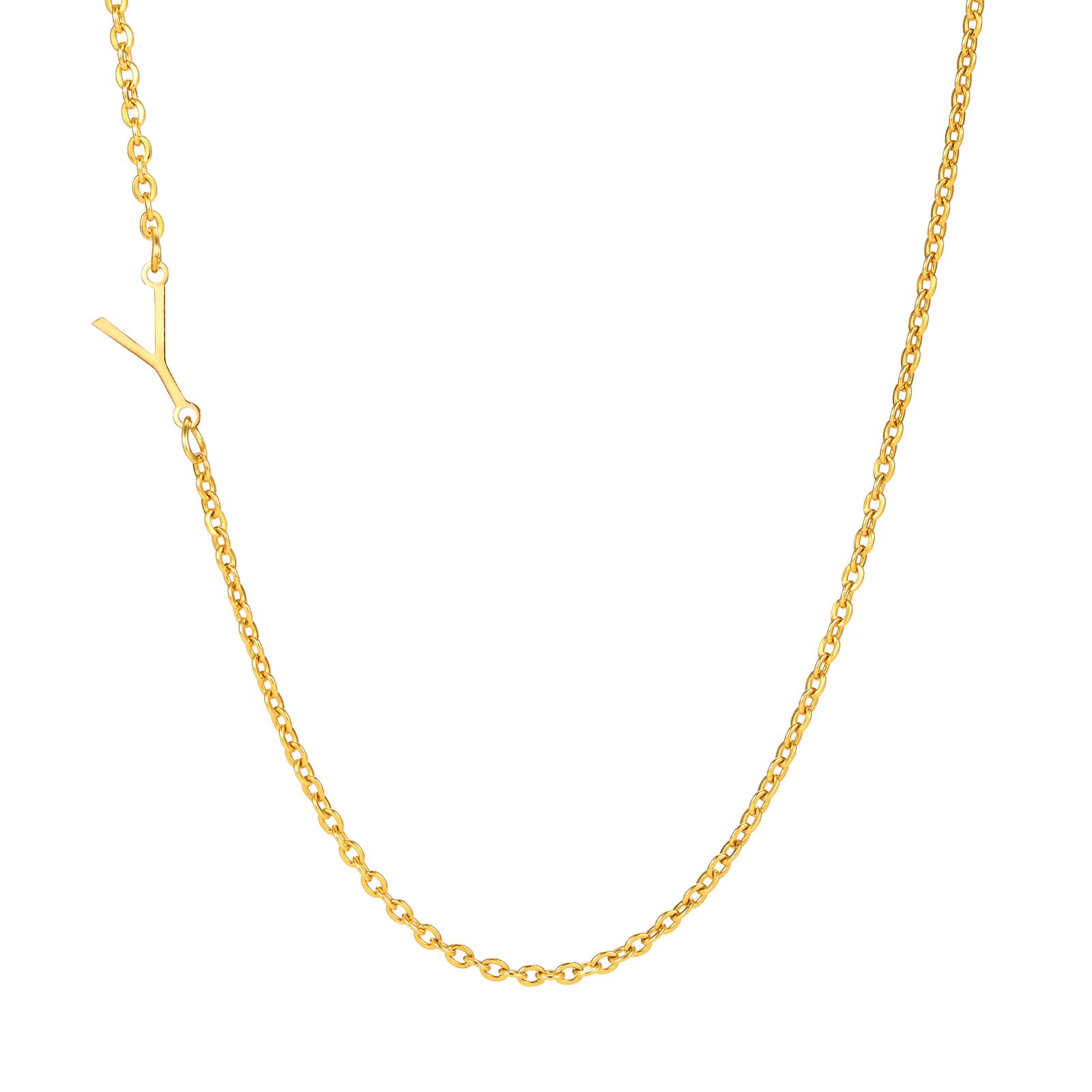 

A-Z 26 Letters Initial Necklaces for Women 18k Gold Color Stainless Steel Necklace Rolo Chain Pendants Anniversary Jewelry 43-48CM Adjustable