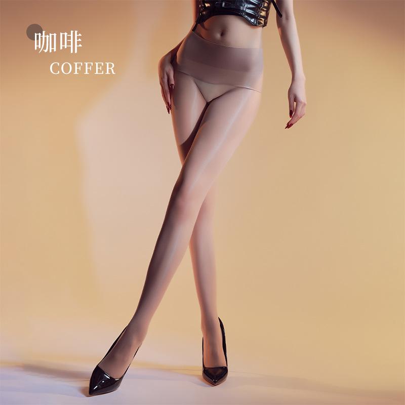 

360 Seamless Aurora Stockings Horse Oil High Waist Glossy Thin Sexy Seamless Pantyhose Black Silk Women Ball Pouch