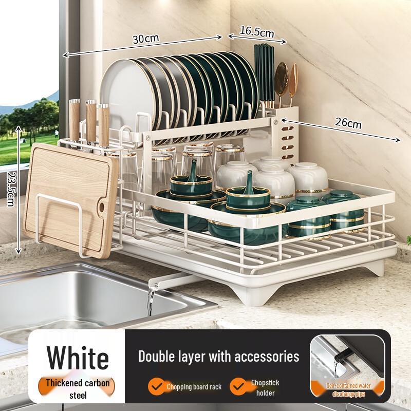 Large Double-Layer Kitchen Dish Drying Rack