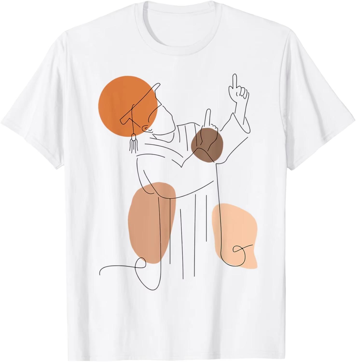 Abstract Line Art Minimalist Aesthetic Graduation for Men T-Shirt Vintage T Shirt Kawayi Mens Clothing Ropa Hombre S разноцветный