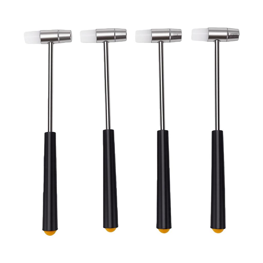 4PCS Soft and Hard Mallet Hammer Dual Head Small Hammer with Black Handle for Watch Repair Precise Crafting 4PCS