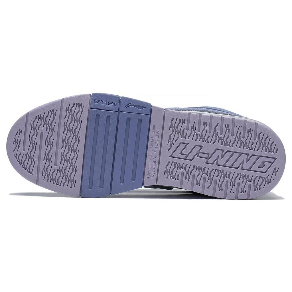 Li Ning We I Pro Synthetic Leather Non-Slip Wear-Resistant Low-Top Skate Shoes Women sneaker Gray White Purple AECT014-3