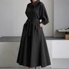 ZANZEA Women Casual Turn Down Collar Loose Long Sleeve Spring Autumn Dress