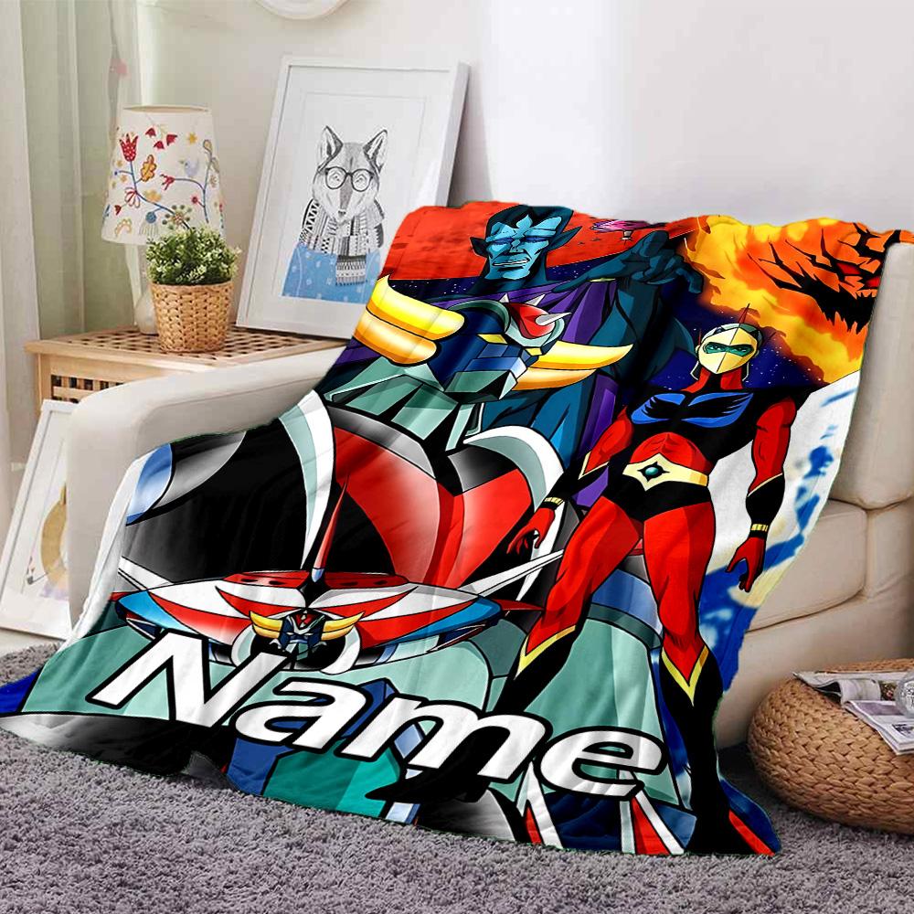 Customiz Name Personality UFO Robo Grendizer Blanket Soft &Warm Sofa Office Bed Travel Lunch Break Blanket, Gift Suitable All Seasons