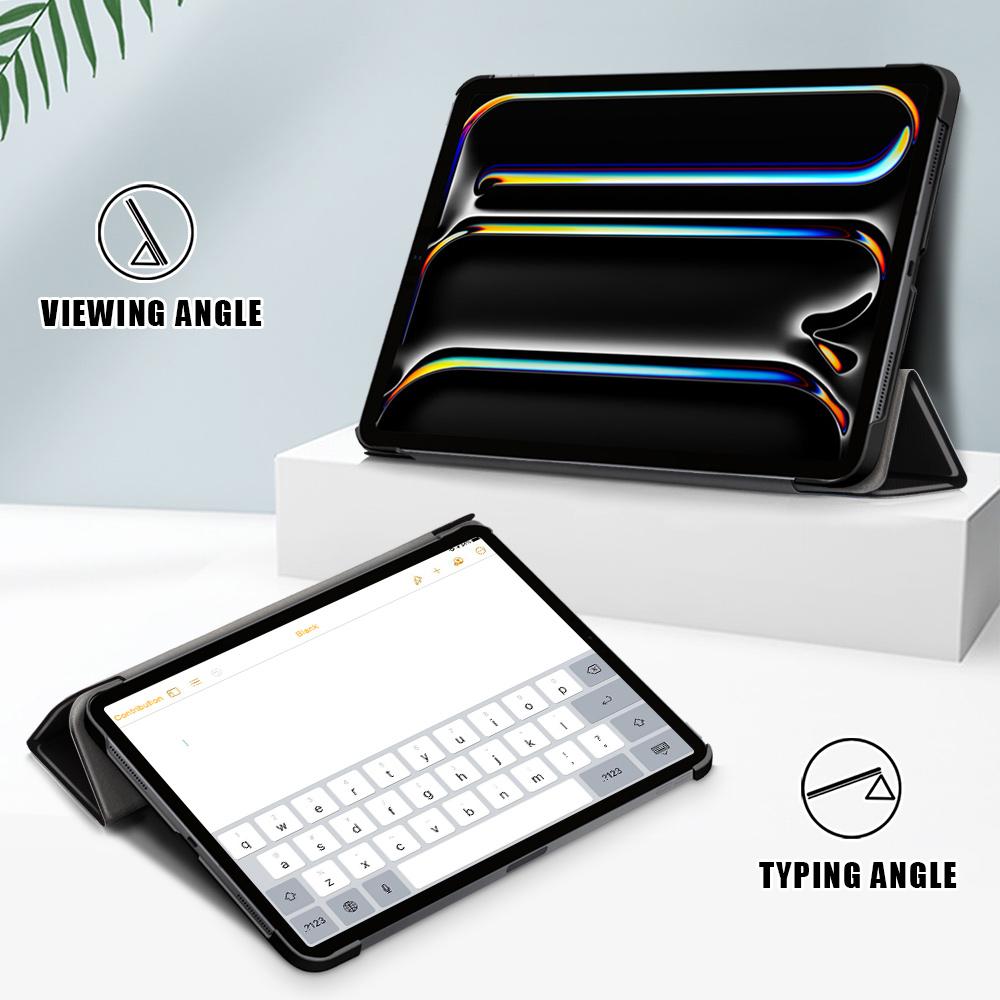 Triple-fold Protective Drop Resistant Painted PU Leather Ultra-thin Hard Case for iPad Pro 11-Inch 2024