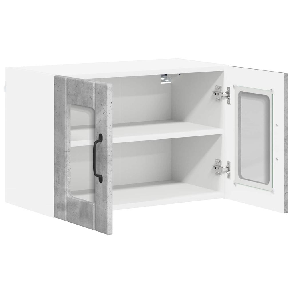 Wall Mounted Glass Cabinet LUCCA Concrete Grey 60 x 31 x 40 cm Particleboard