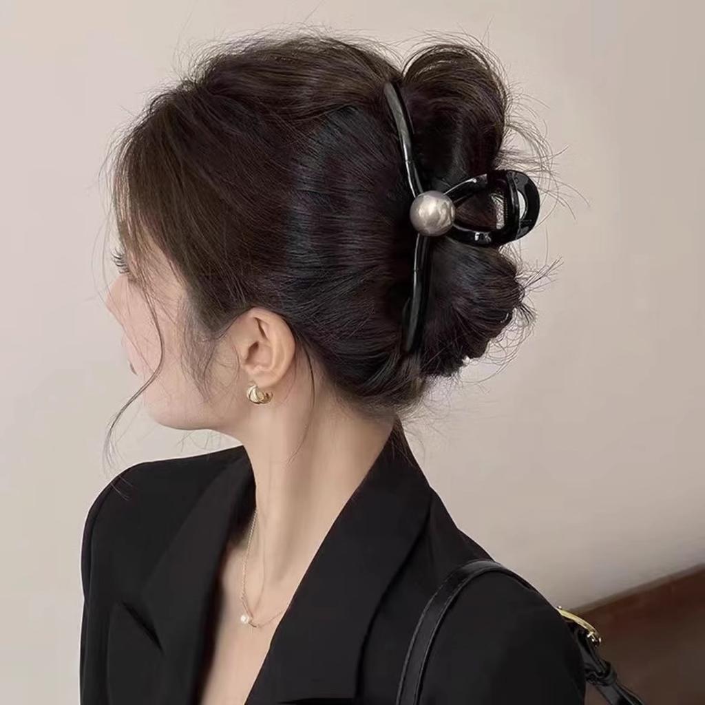 Vintage Pearl Black Hair Claws For Women Girls Temperament Hair Ornament Simple Hair Clips Hairpin Hair Accessories