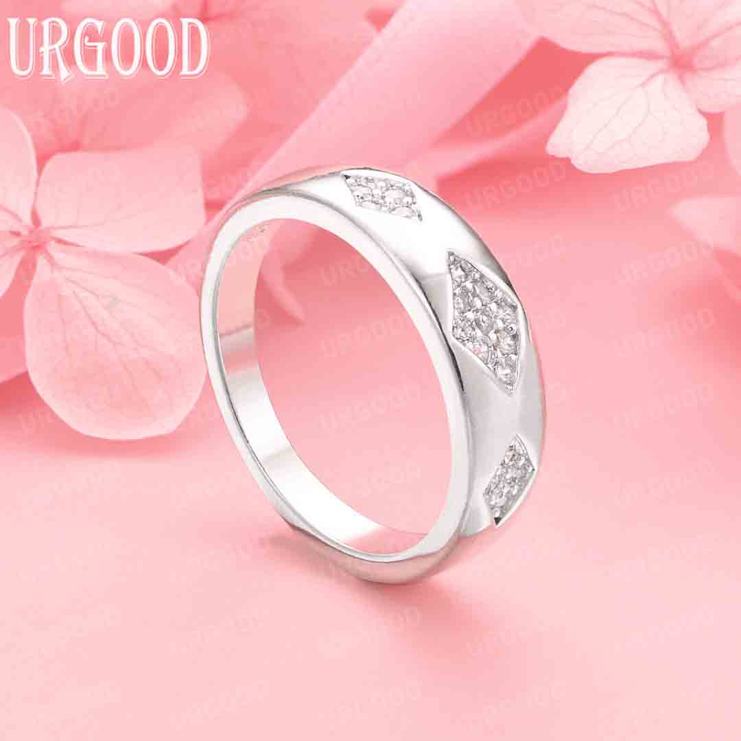 

925 Sterling Silver Wedding Jewelry Geometric AAA Zircon Fashion Ring 10#