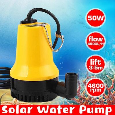 50W 4500L/H 5m DC 12V/24V משאבת מים סולארית מנוע ללא מברשות זרימת מים טבולה משאבת השקיה מזרקת דגים