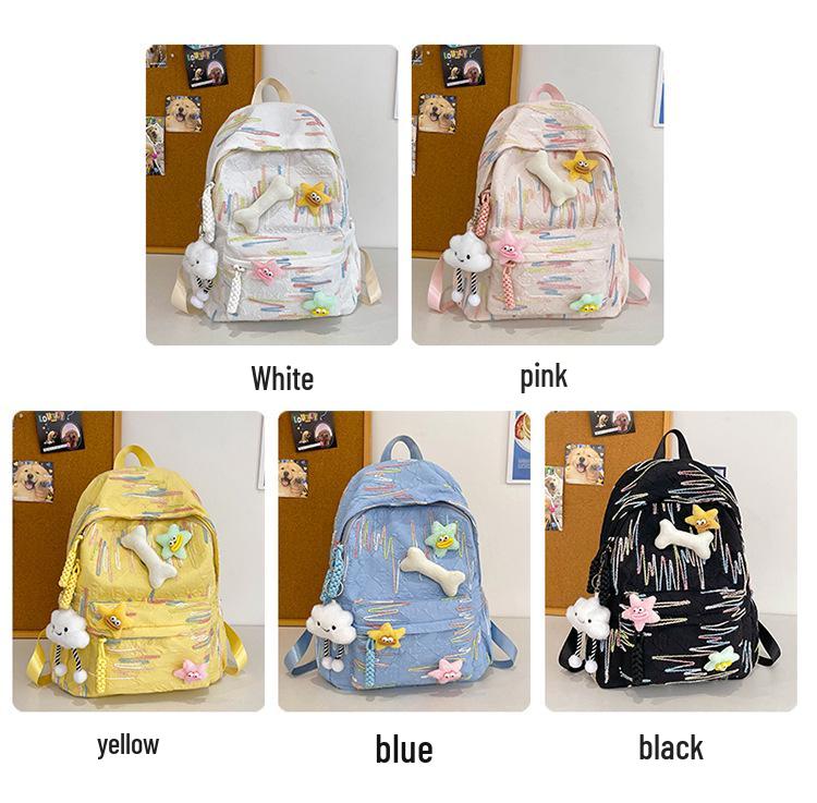 High-value Soft Girl Japanese-Style Cute Striped Backpack for Students, Large Capacity and Versatile.