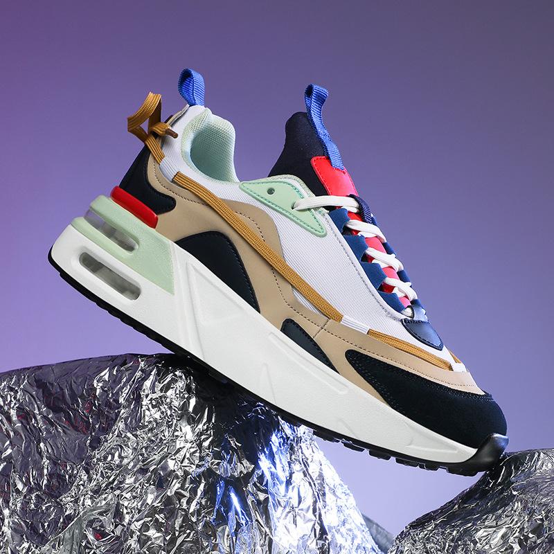 New spring and summer casual versatile shoes air cushion sports cushion running men s shoes double air cushion heightening shoes large size 39
