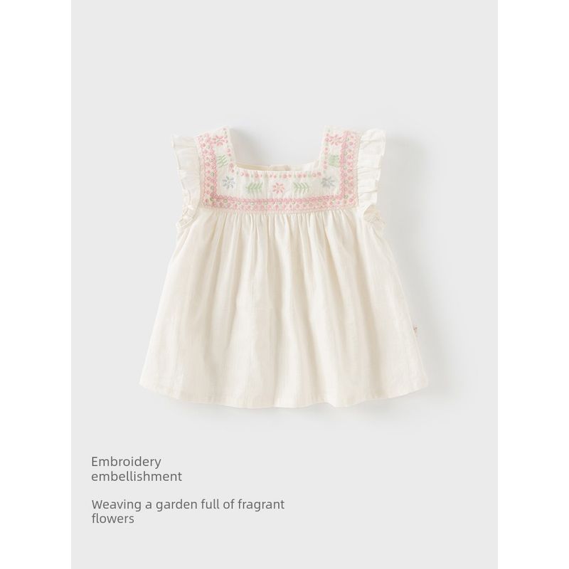 [Same Style as in the Mall] David Bella Kidsren's T-Shirt 2026 Summer New Style Girls' Baby Pure Cotton Doll Shirt Top
