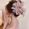 Soft Netted Lace Bow Hairpin with Butterfly Knot At The Back of The Head, Shark-shaped Clip, Elegant and Sophisticated Style