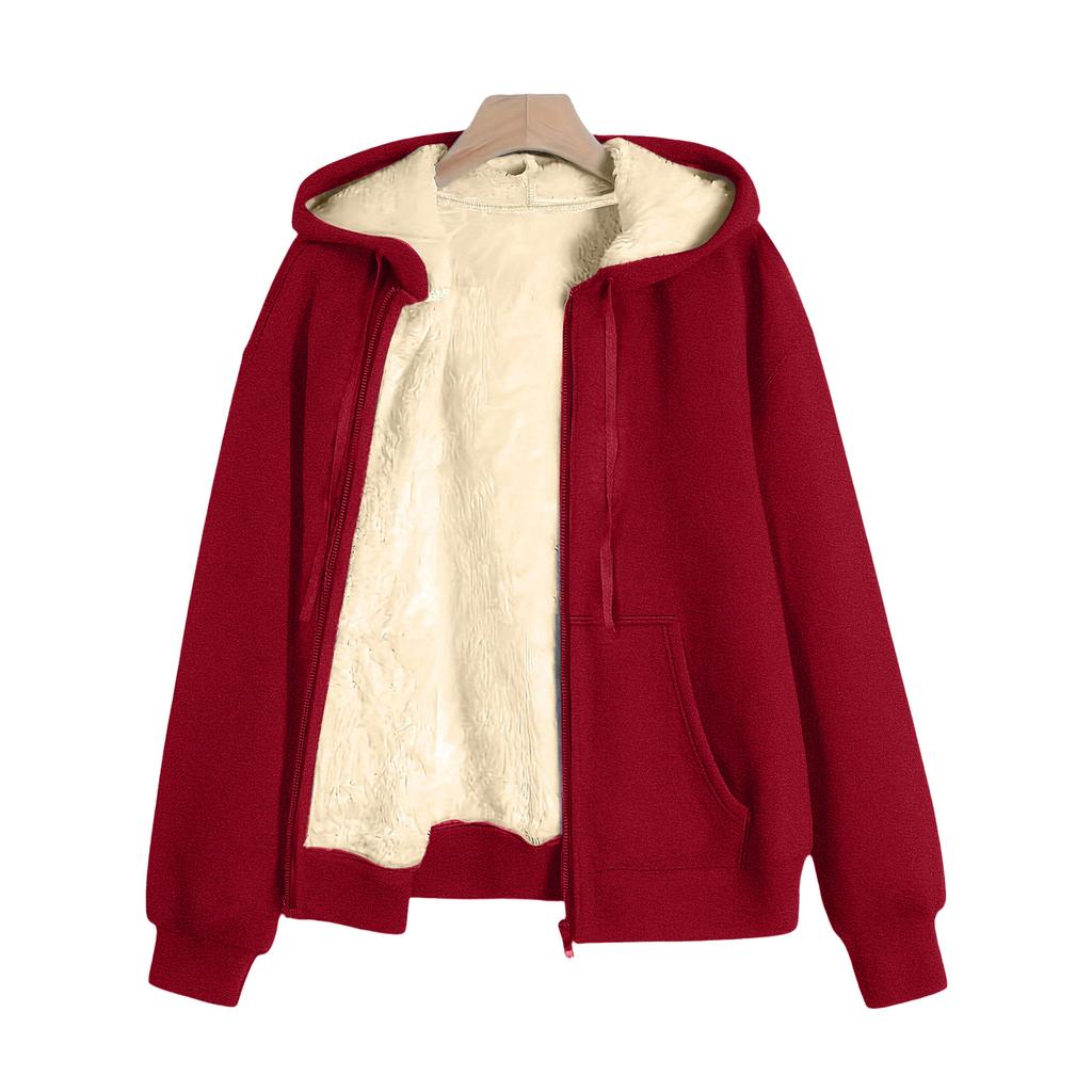 Fashionable Women's Winter Plush Hooded Sweatshirt Jacket Women's Tops
