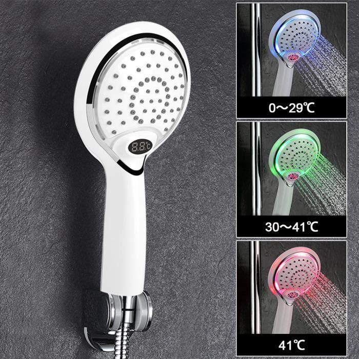 Pommeau de Douche - LED - Affichage Température - Couleurs Bleu, Vert, Rouge - Économie d'eau