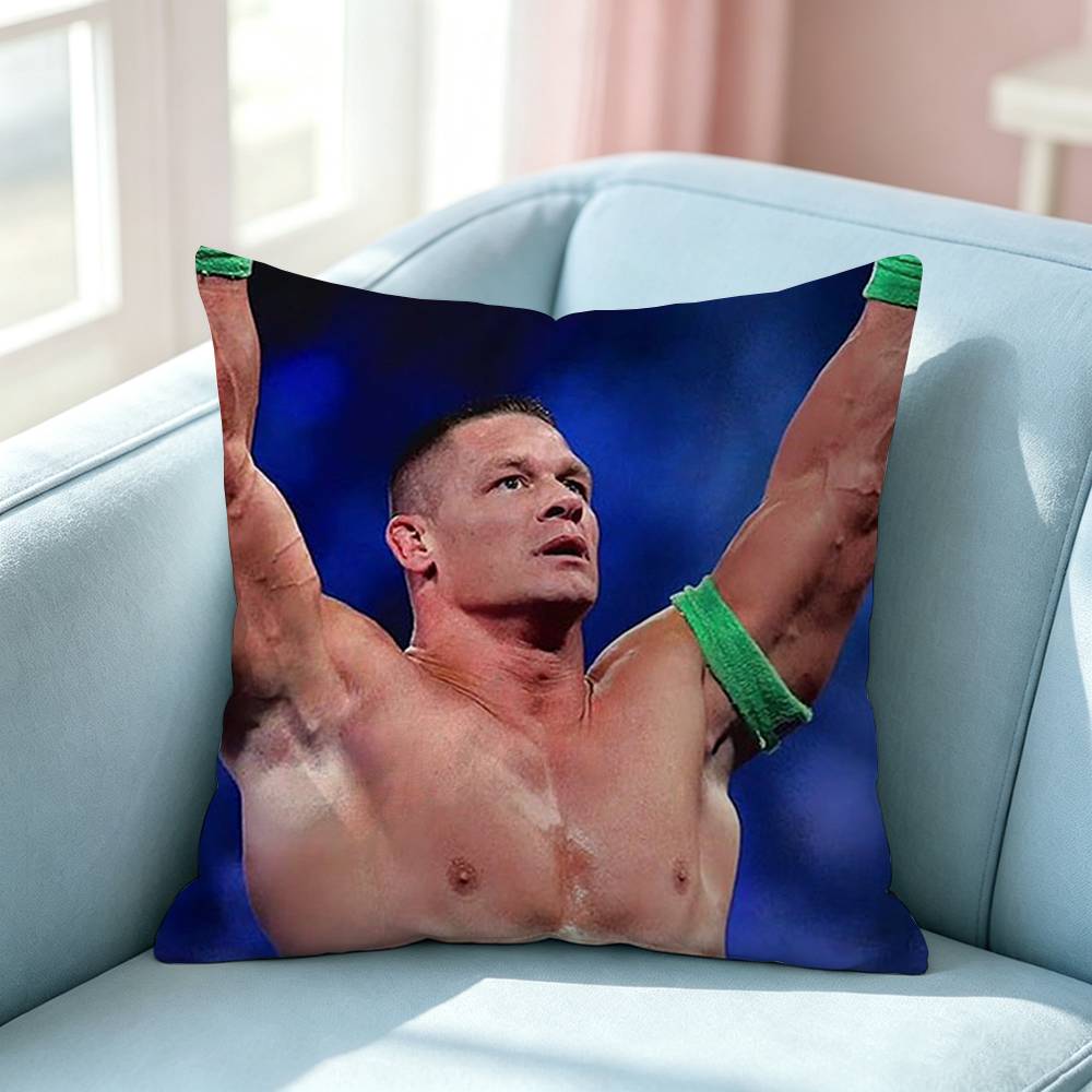 Wrestler JJohn Cena Pillow Case Square DoubleSided Sofa Cushion Cover Bedroom Bedside Pillow