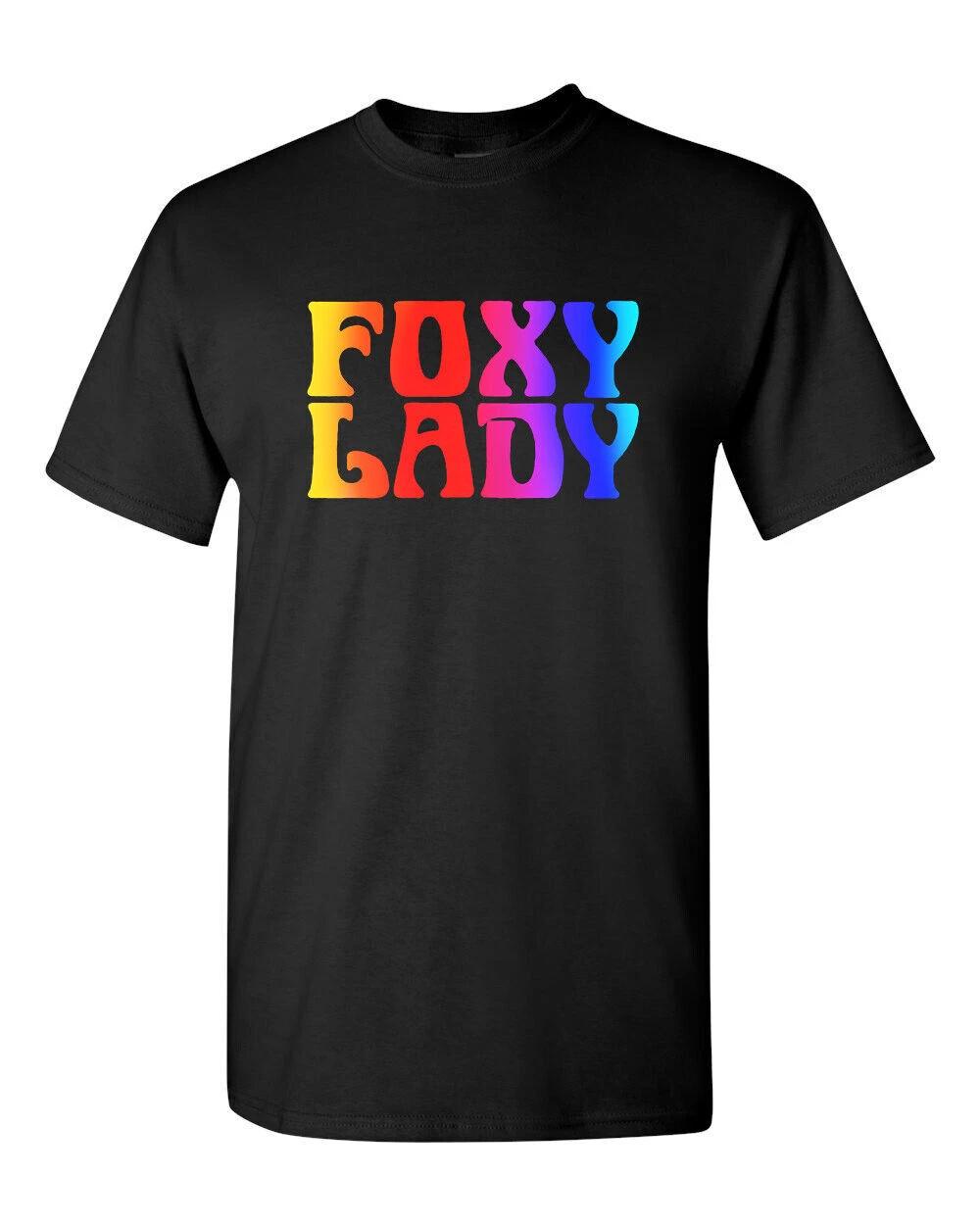 Retro Style T-shirt Novelty Groovy Design 70 s Foxy Lady Rainbow 2XL