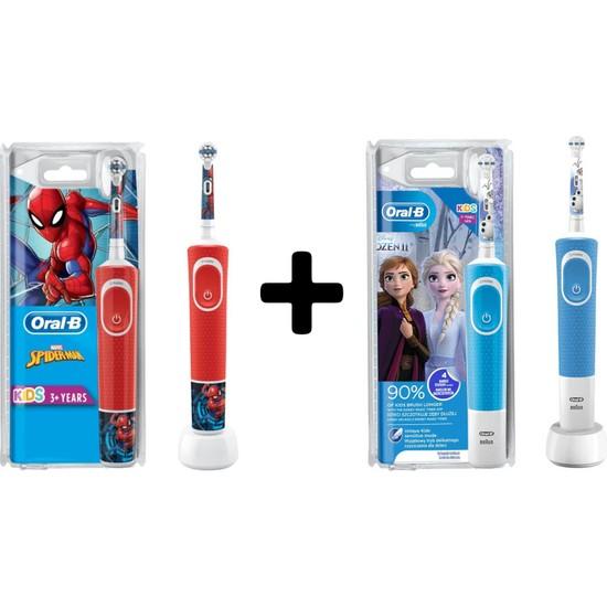 

Детская перезаряжаемая зубная щетка Oral-B D100 Spiderman + Frozen II, набор из 2 шт.