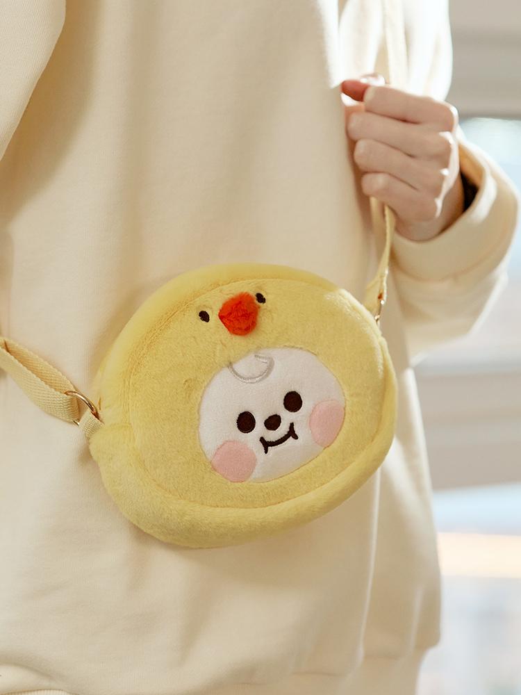 BT21 CHIMMY BABY Fluffy Face Plush Crossbody Bag