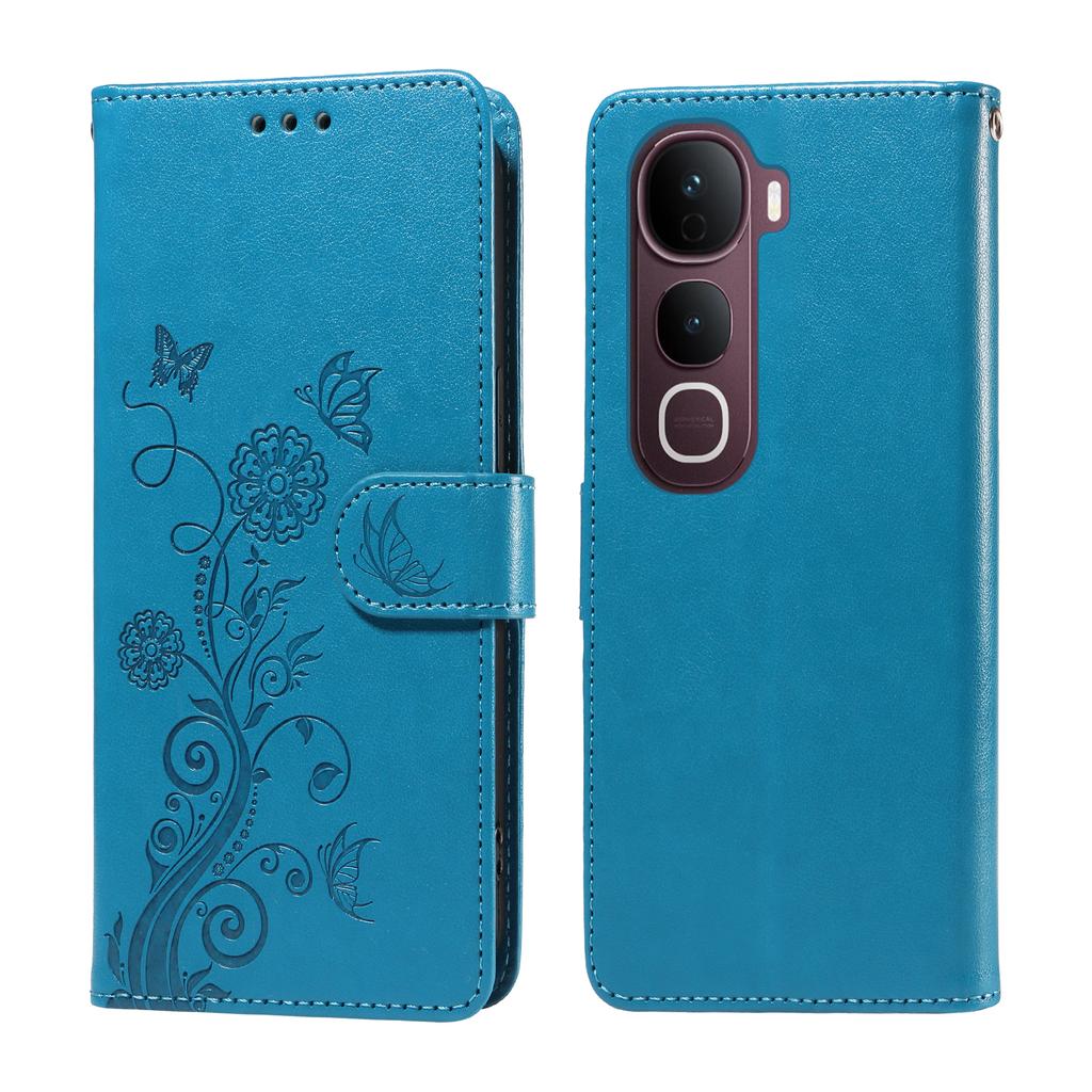 For Vivo Y400 Pro 5G/vivo V40e 5G Leather Case Butterfly Floral Imprint Wallet Stand Cover