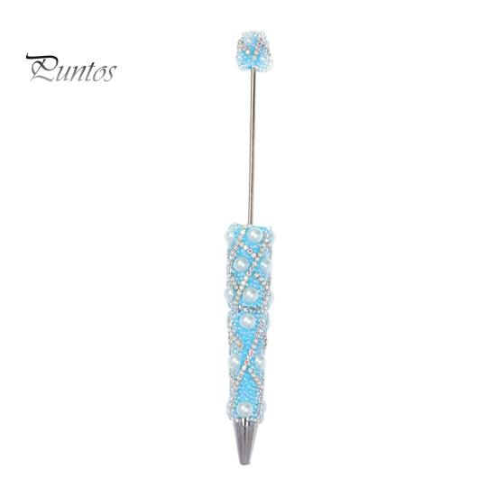 Rhinestone Bling Pens DIY Beadable Pen, Rhinestones And Faux Pearls Beaded Office Desk Accessories Black Ink Ballpoint Pen for School Supplies
