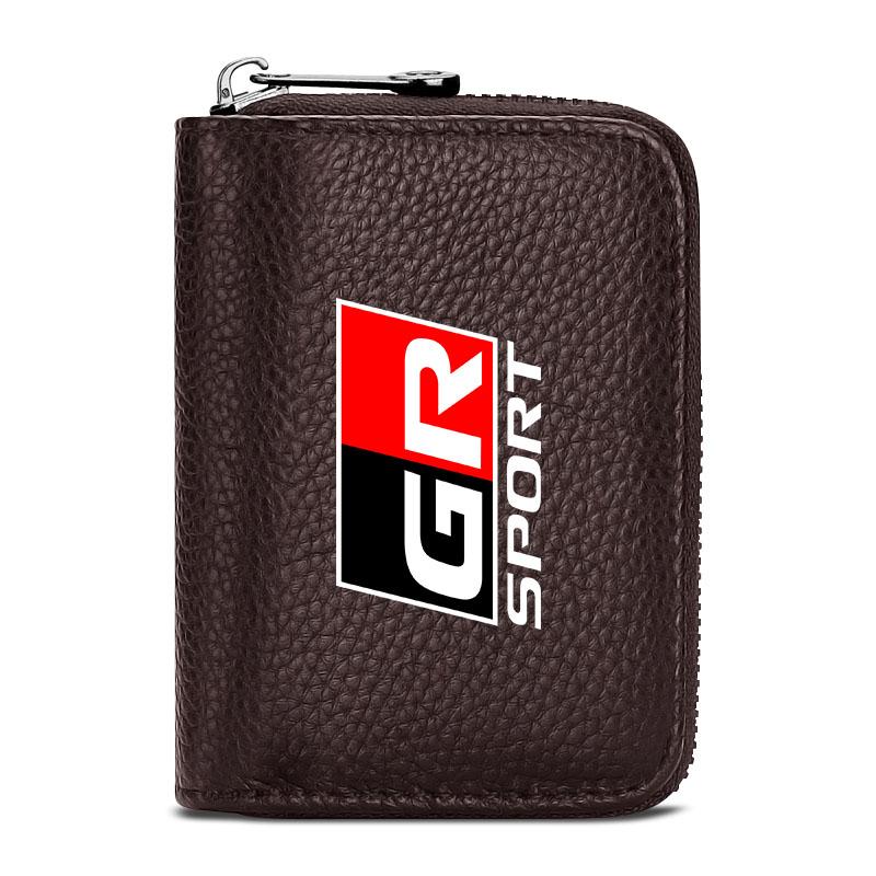 

Кошелек из натуральной кожи для водительского удостоверения, ID-карты, банковских карт для Toyota TRD GR Yaris Hilux Corolla Prius Avensis Emblem Auris Rav4 GR коричневый