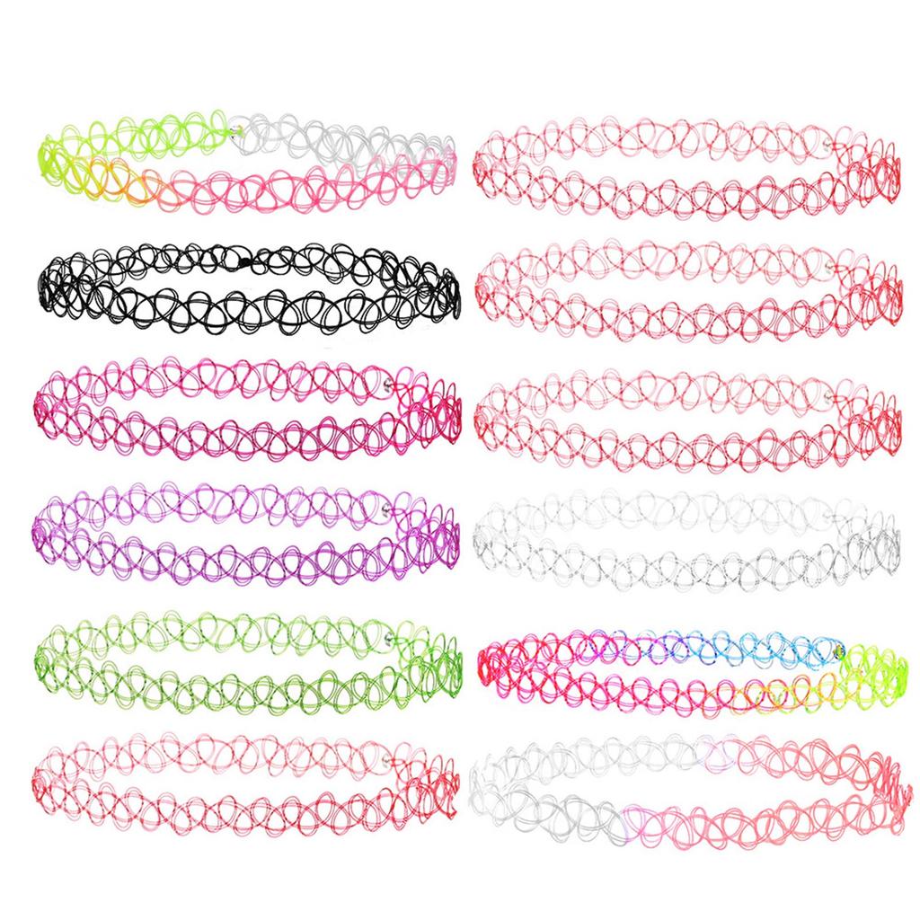 Gothic Hollow Necklaces for Women Black/Colorful 12pcs Cool Style Women Jewelry for Women Teen Girls Decor