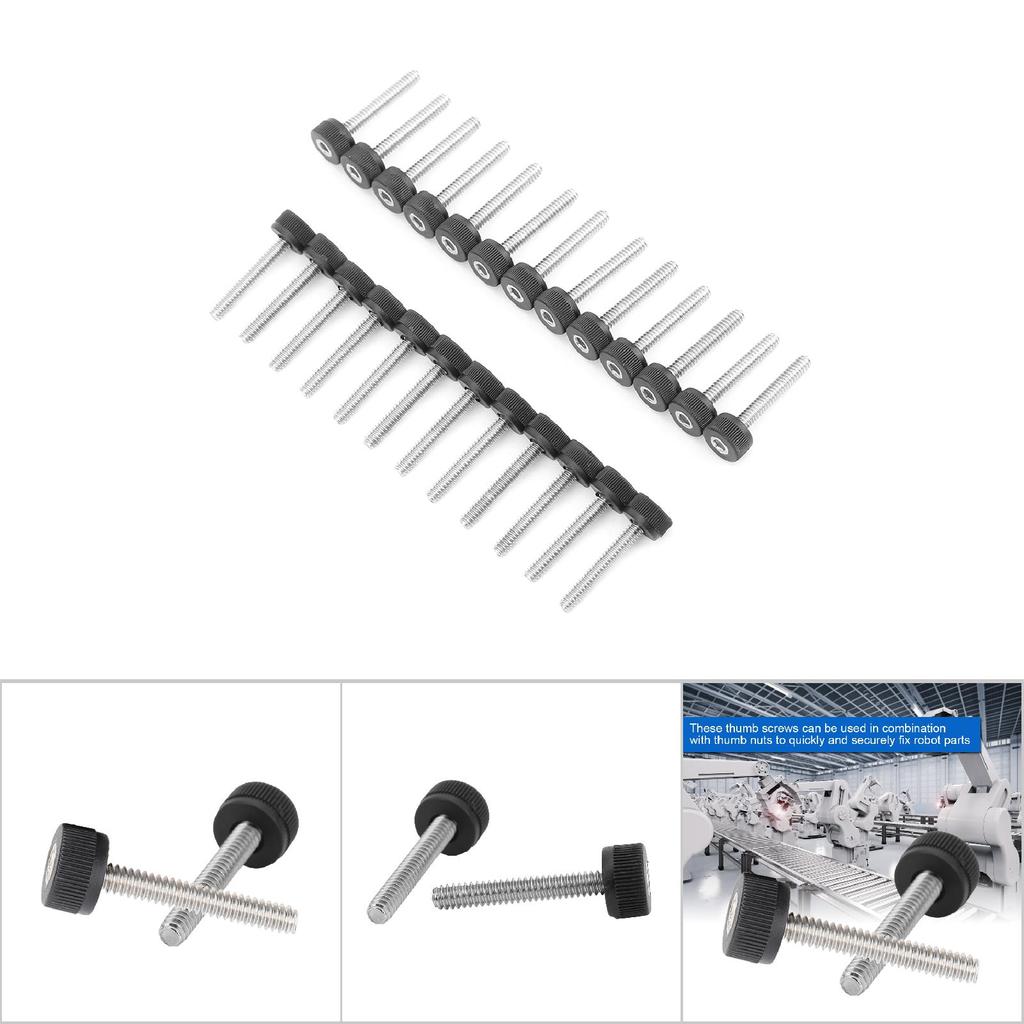 25Pcs Thumb Screw Stainless Steel Knurled Nylon Cover 632 Full Thread Industrial Robot Parts