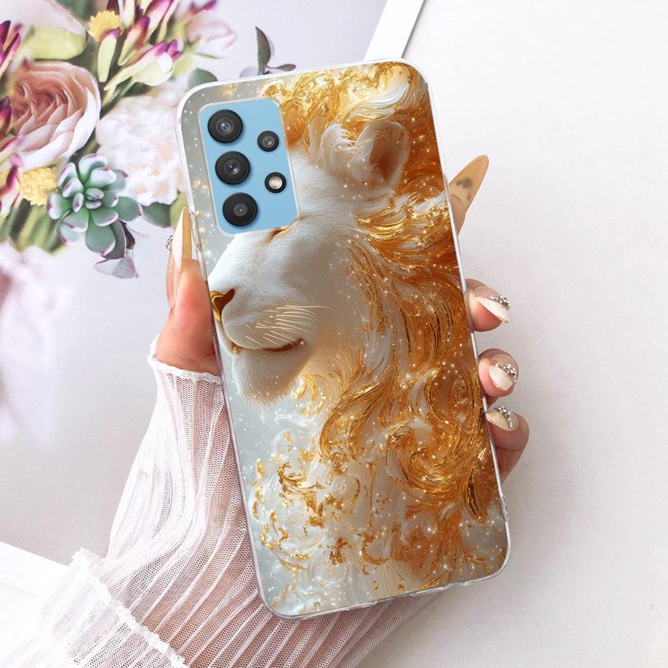 Cartoon Katze Drache Tiere Malerei Hülle für Samsung Galaxy A32 A33 5G 4G Rückseite Transparent Weiches TPU Silikon Handyhülle