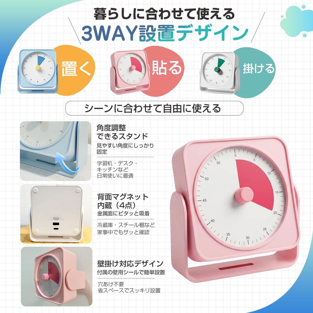 EOOQ Analog Visual Rotating Educational USB 3 Volume Suitable for Elementary School Students To for and Pomodoro Technique Timer, 60-Minute Countdown,