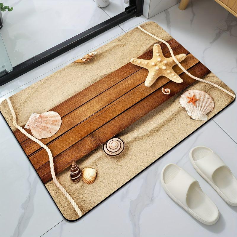 Dolphin Lighthouse Print Bath Mat Diatom Mud Non-slip Bathroom Floor Rug Super Absorbent Entrance Carpet Kitchen Rug Home Decor