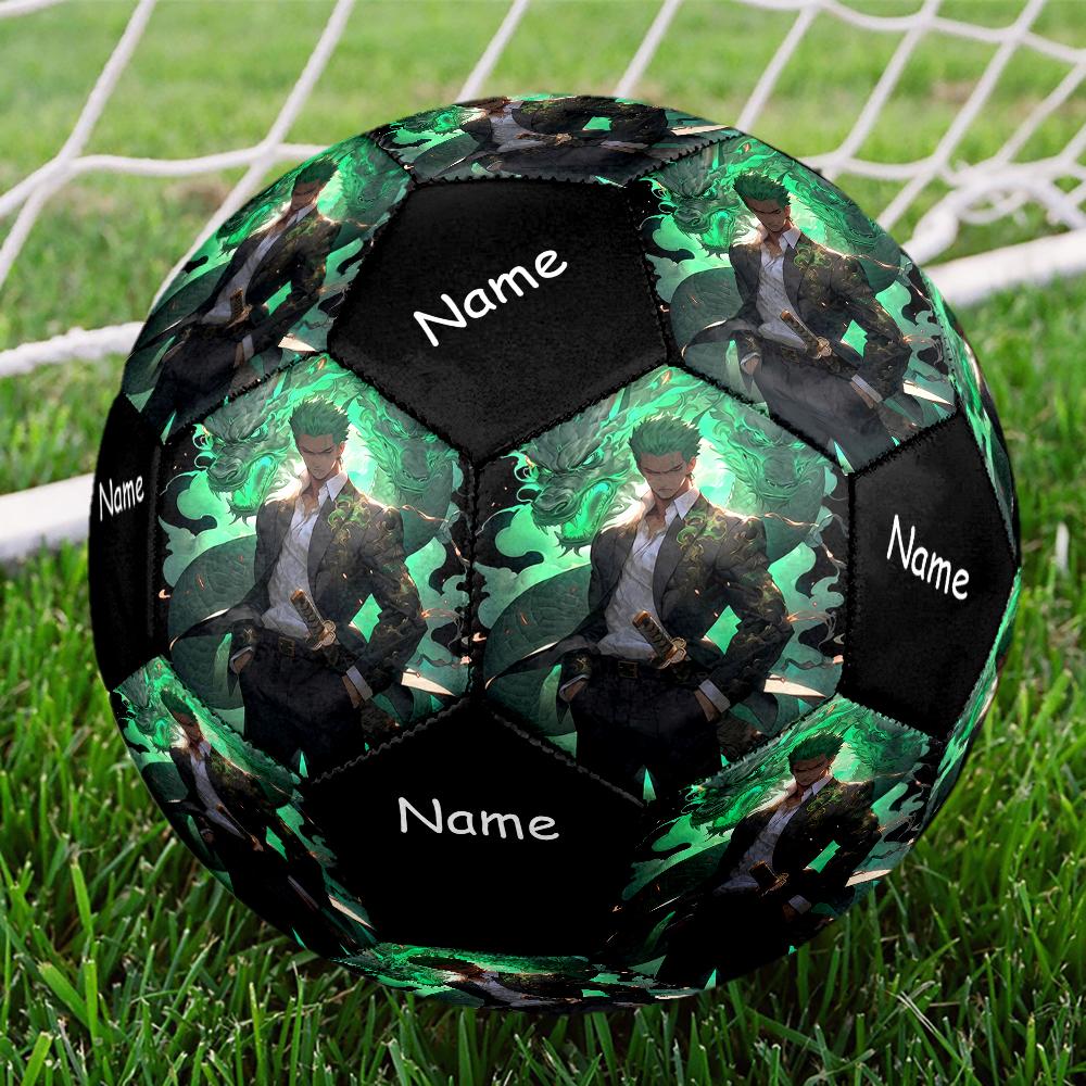 Custom Name Roronoa Zoro Theme Size 5 Soccer Ball, Suitable for Both Indoor and Outdoor Matches, a Gift Suitable for Everyone.