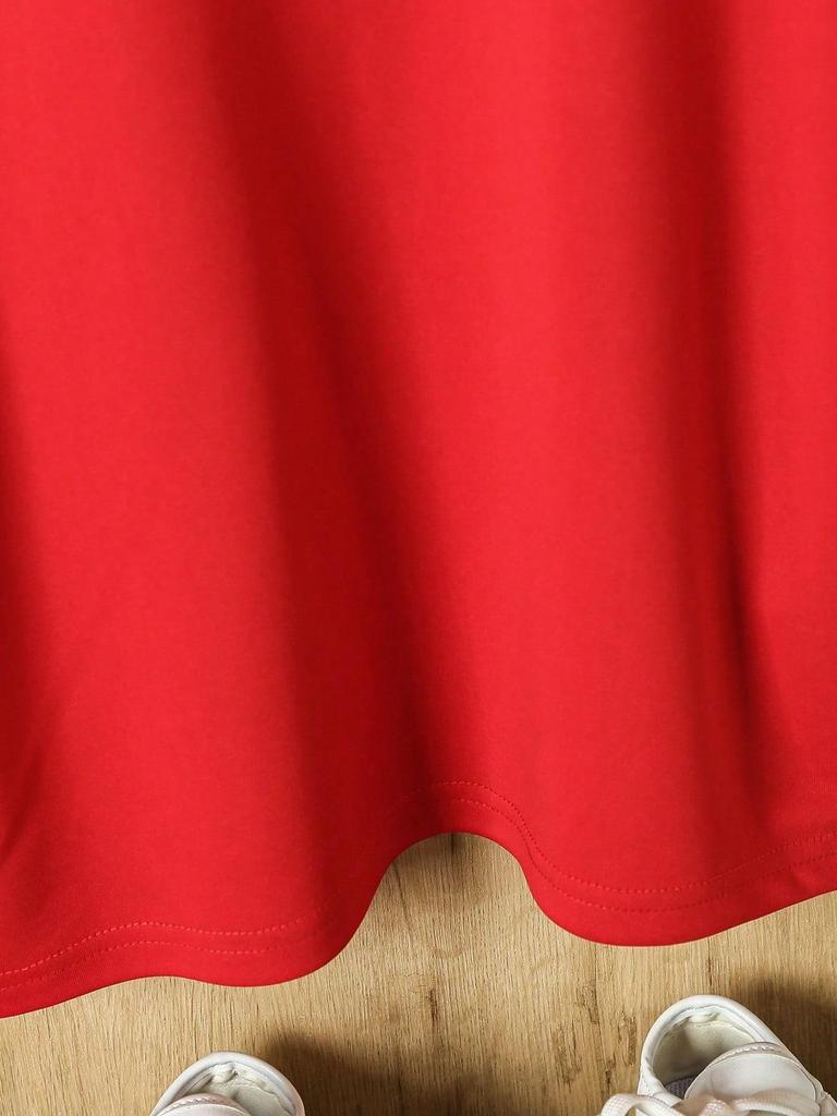 Boys' Outdoor Sports Red Casual Loose Round Neck T-shirt