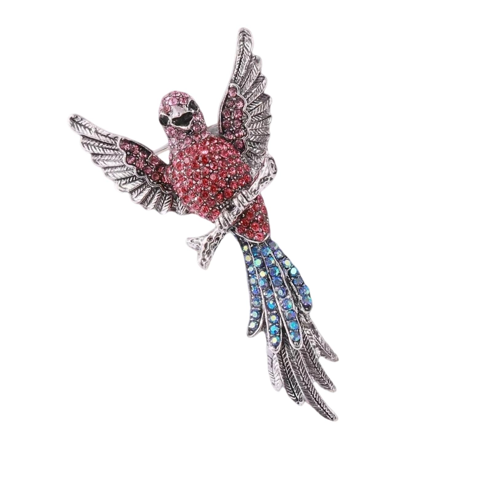 

Винтажная брошь в виде орла со сверкающими разноцветными кристаллами, ретро мультяшный дизайн, прочный сплав, для пальто, куртки, модный аксессуар, подарок розовый