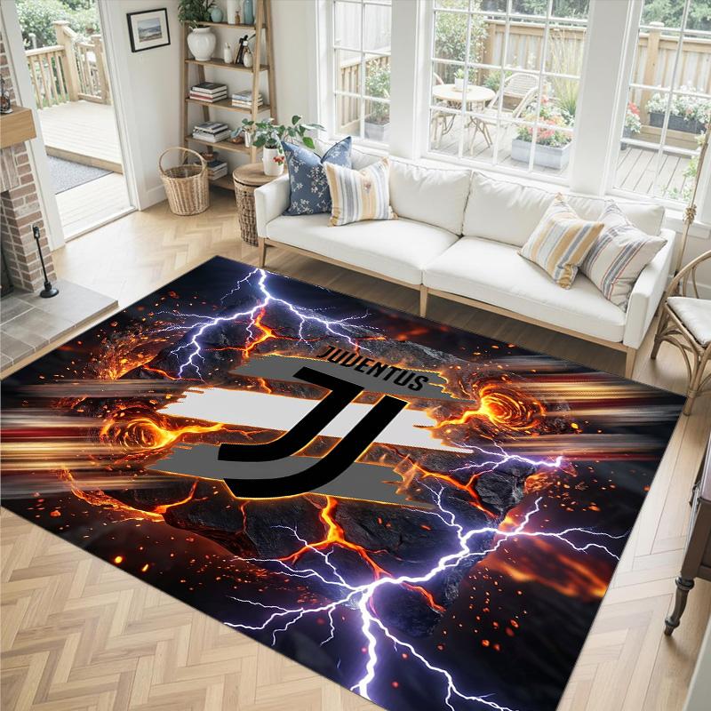 Tappeto in Velluto di Cristallo Design Juventus FC Accogliente Non?Tappeto Stampato Antiscivolo per Camera da Letto Soggiorno Ingresso