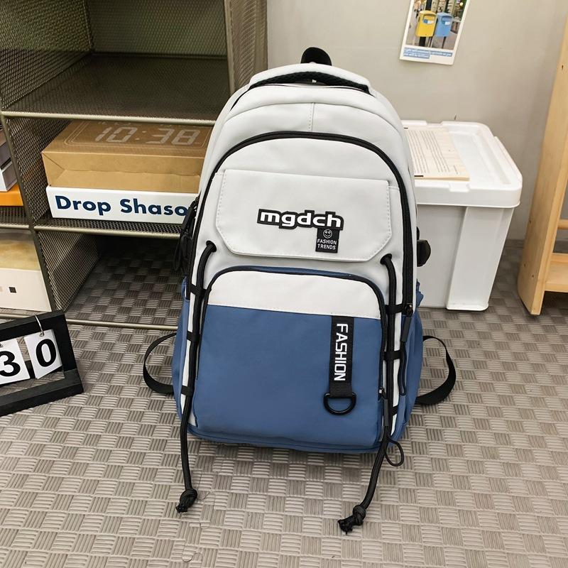 Neuer Schüler Schulranzen Herren Koreanische Version Kontrastfarbe Rucksack Damenmode Ins Trendiger Rucksack mit großer Kapazität für College-Studenten