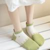 Ladies Summer Thin Simple and Comfortable with Sweet Small Fresh Light Mouth Green Socks