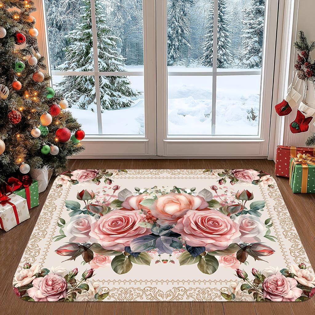 1 ks Kuchyňský koberec proti únavě Vintage květinový Vodotěsný Protiskluzový Silně polstrovaný Kuchyňská rohož Odolná Komfortní Podložka na stání pro Kuchyň