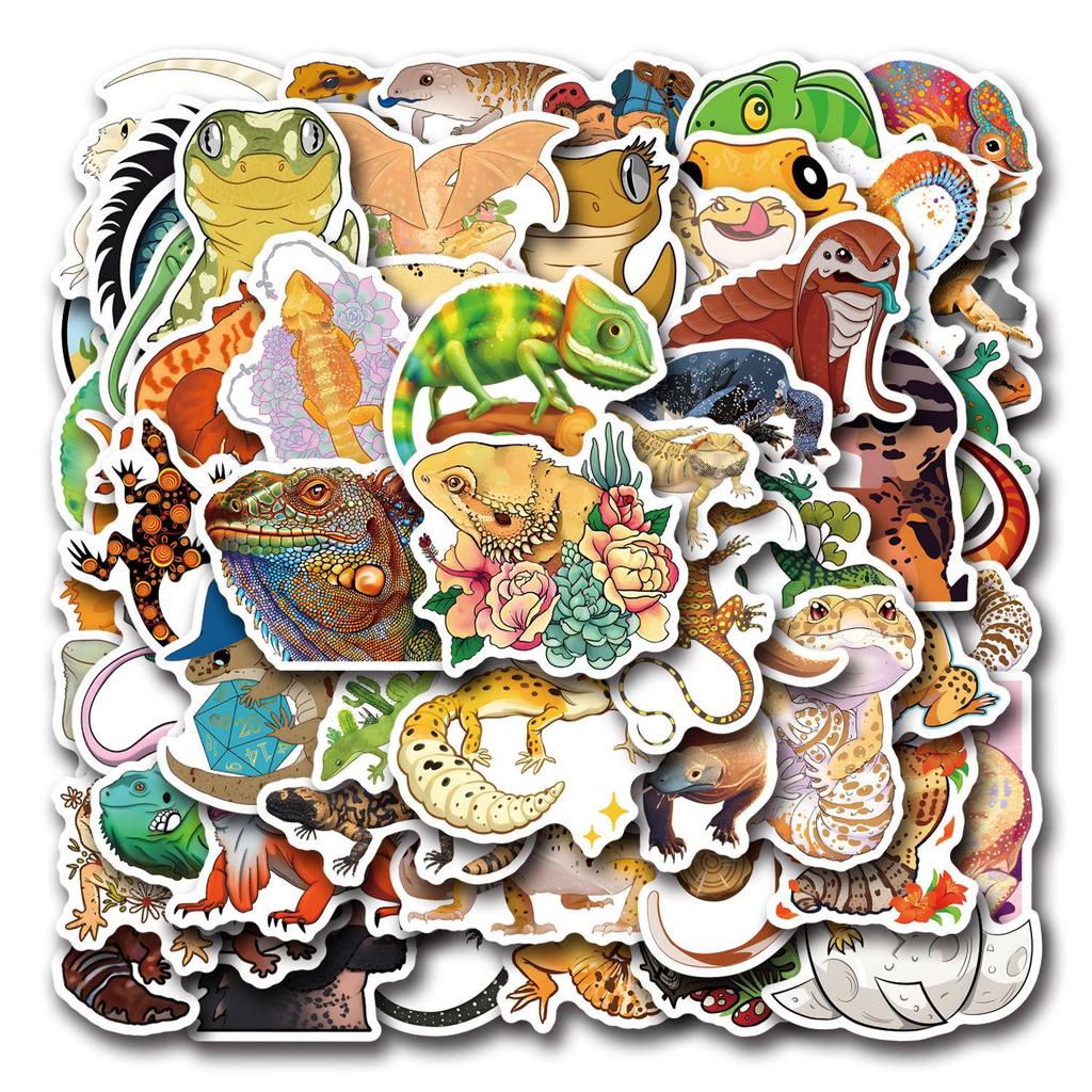 55 Cartoon Lizard Graffiti Stickers for DIY Decor - Cute Decals for Water Bottles & Suitcases