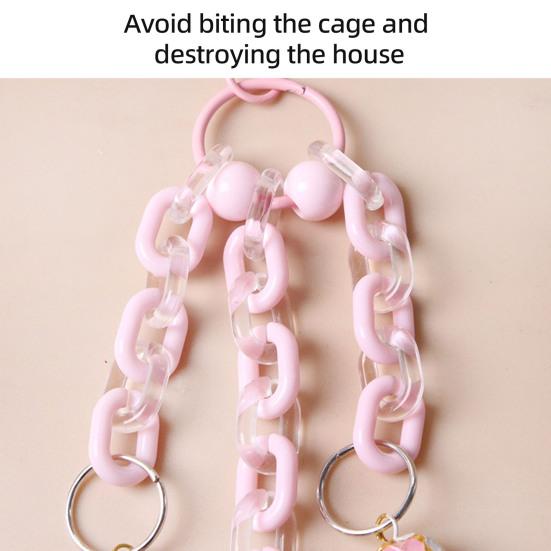 Parrot Bell Toy Bird Chew Chains with Bells Cage Jingle Chime Bells with Hanging Clip Sound Enrichment Chew Toy for Cockatiel Conure Lovebird