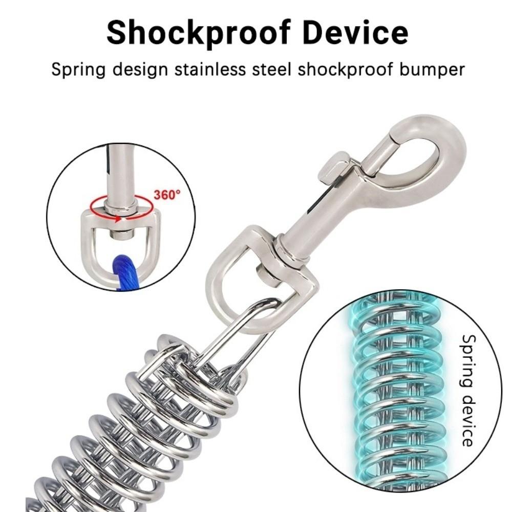 Heavy-Duty Double Head Pet Wire Rope with Spring Long Leash Traction Rope Dog Tie Out Cable  Pet