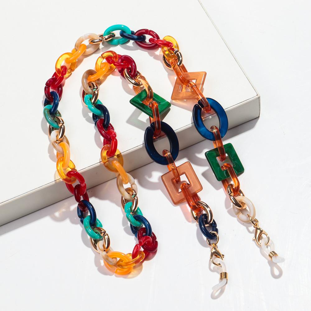 Boho Colorful Acrylic Glasses Chain for Women Fashion Resin Geometric Lanyard Cord Strap Hanging Chain On Sunglasses Accessories