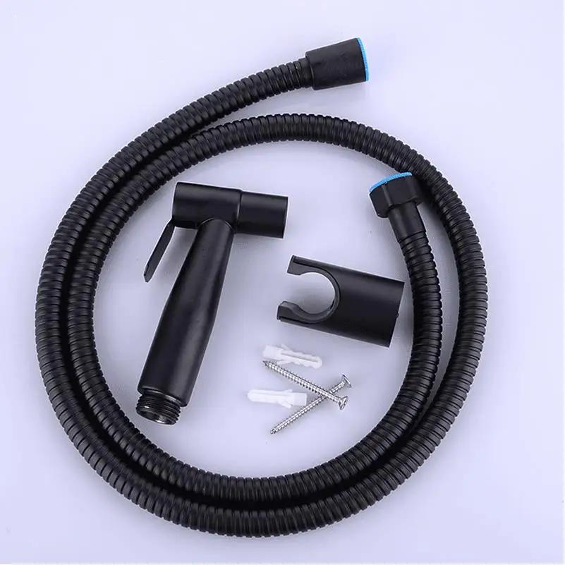 Black Handheld Toilet Bidet Faucet Sprayer Stainless Steel Bathroom Hand Bidet Sprayer Set Hose Toilet Self Cleaning Shower Head