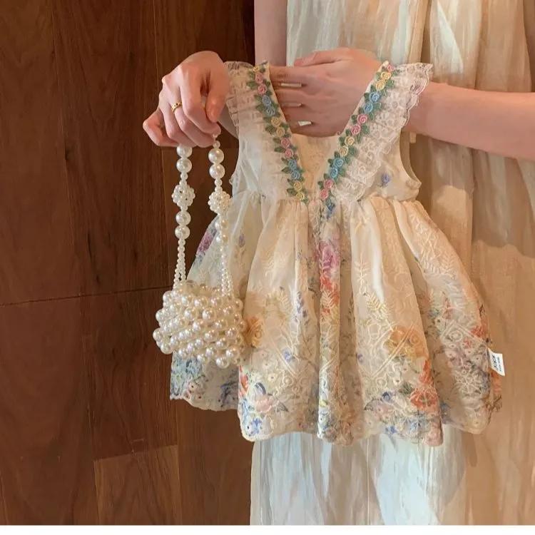 Vestito estivo per bambina: Canottiera con Stampa Floreale Francese Vestito Principessa