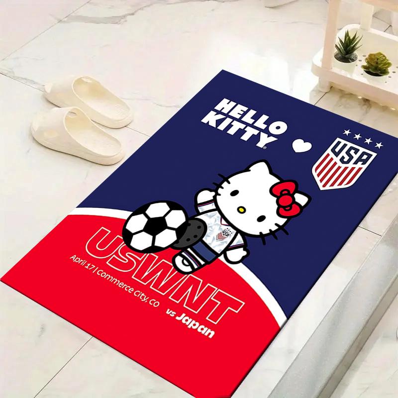 1pc Kitty Soccer Match Rug, Office Carpet Indoor Outdoor Entrance Doormat, Non-Slip Soft And Comfortable, Living Room. Q7140194
